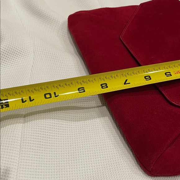 Ann Taylor Red Suede Shoulder Clutch Bag - Picture 8 of 9